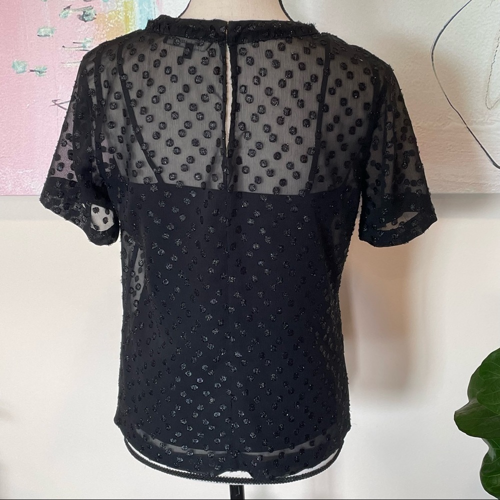 Madewell Women Top in Metallic Dot Size XS Black Short Sleeve - Picture 5 of 8